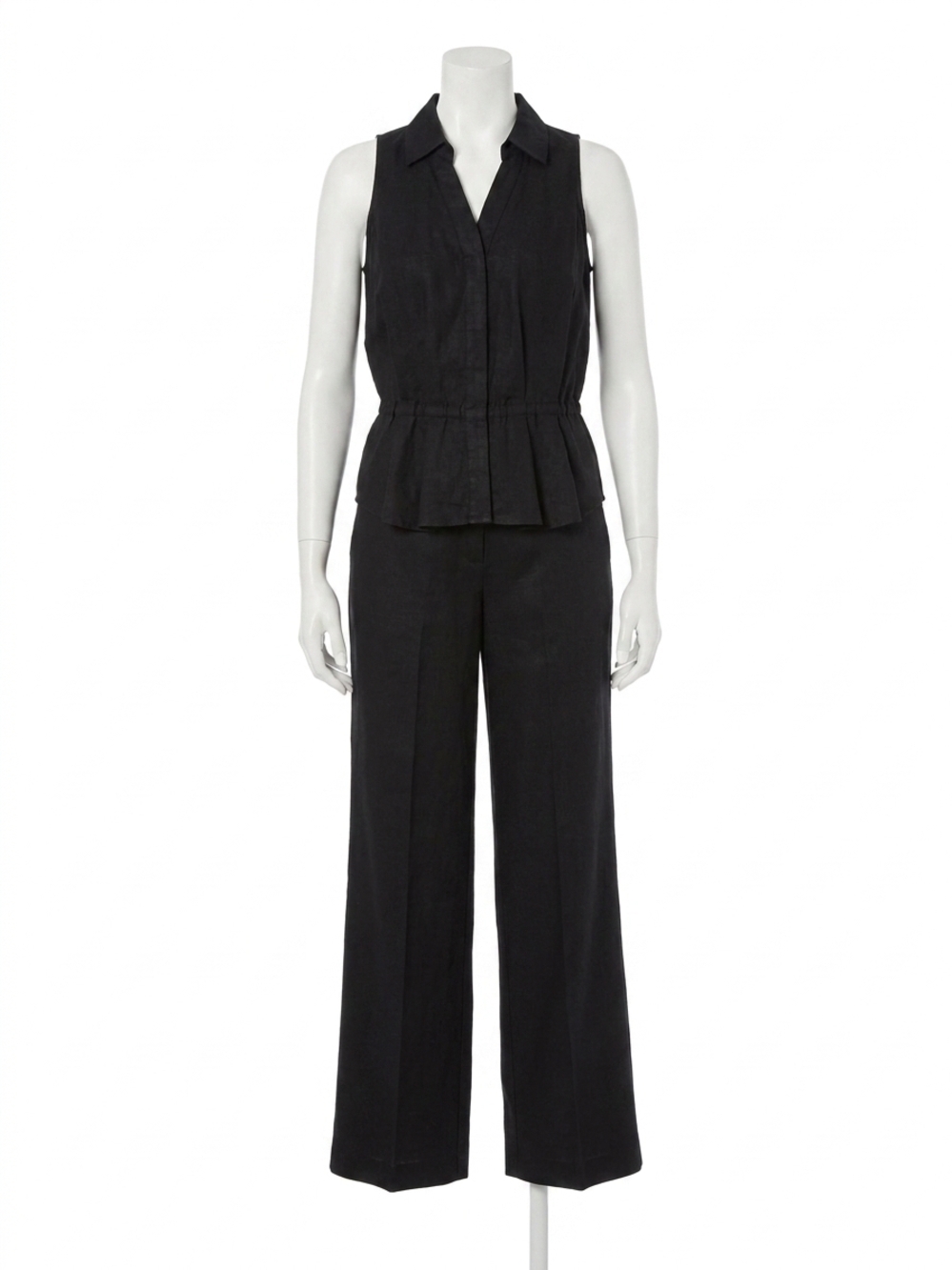 NEW NIC + ZOE sena stretch linen cinch vest in black